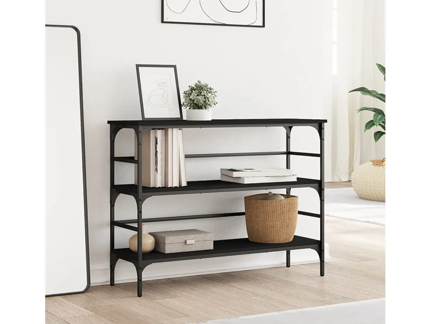 Mesa consola negra 100x32x75 cm madera de ingeniería