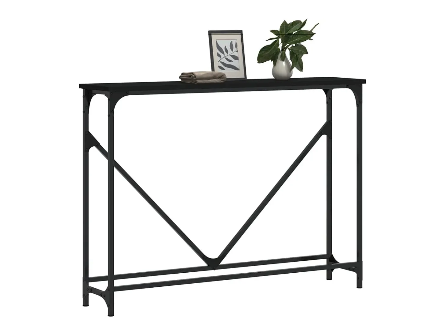 Mesa consola negra 102x22,5x75 cm madera de ingeniería