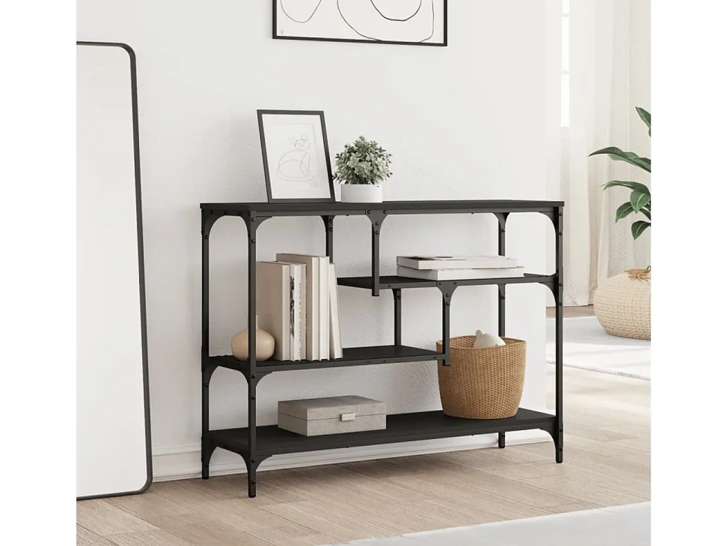Mesa consola negra 100x30x75 cm madera de ingeniería