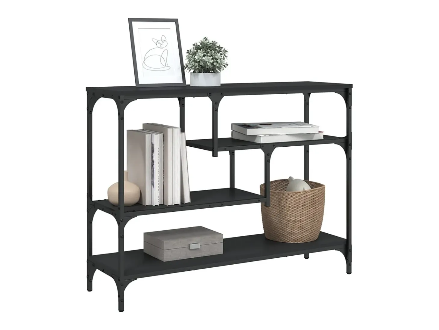 Mesa consola negra 100x30x75 cm madera de ingeniería