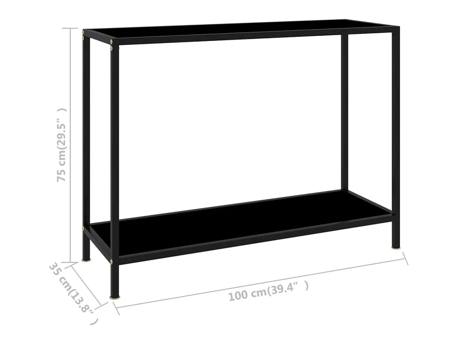 Mesa consola negra 100x35x75 cm Cristal templado