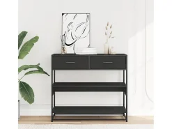 Mesa consola negra 90x35x80 cm madera de ingeniería