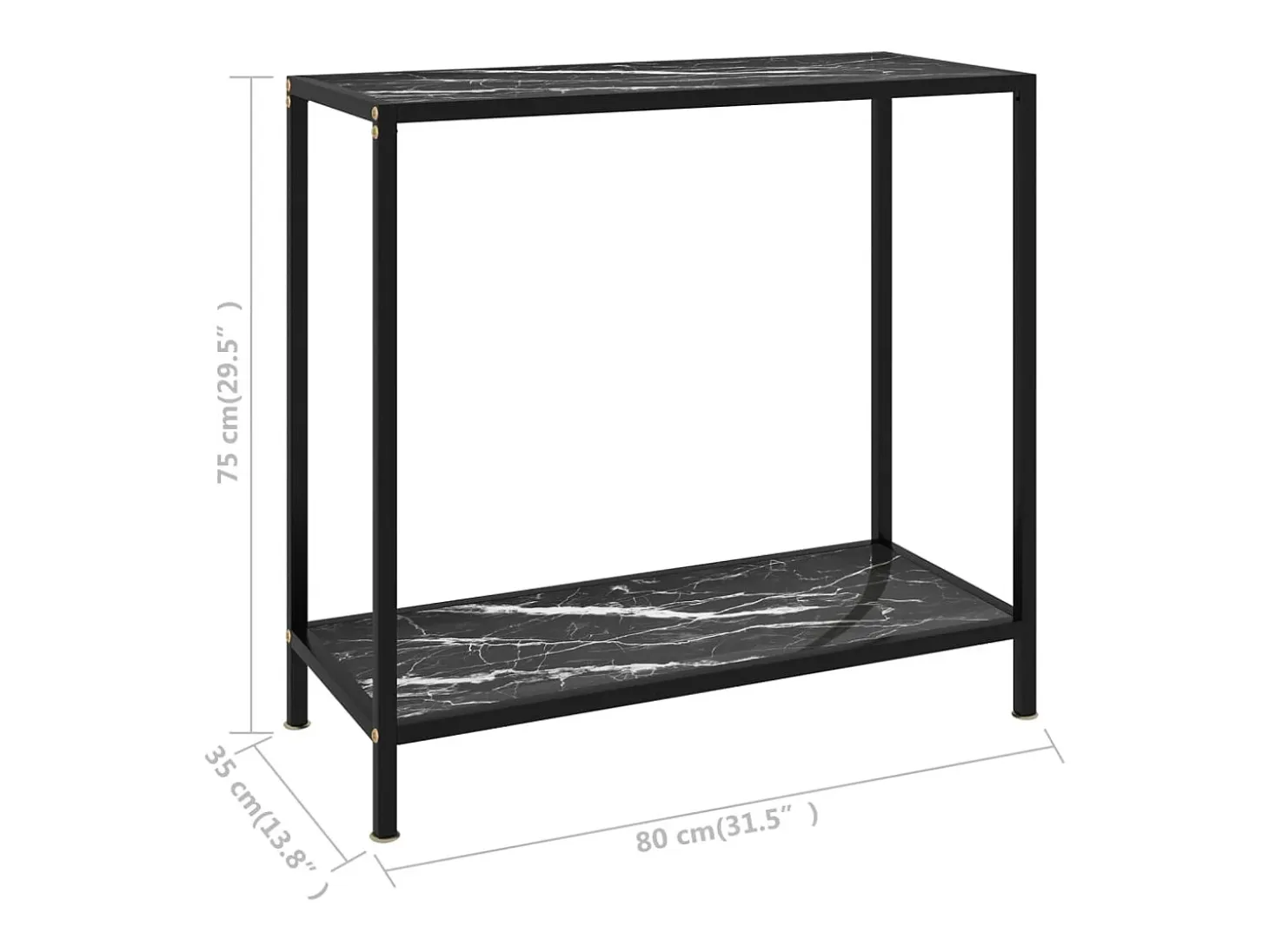 Mesa consola negra 80x35x75 cm Cristal templado