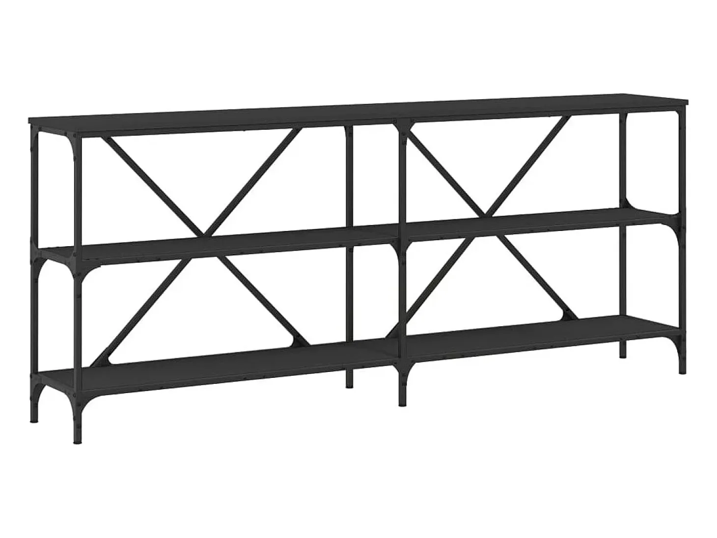 Mesa consola negra 180x30x75 cm madera contrachapada y hierro