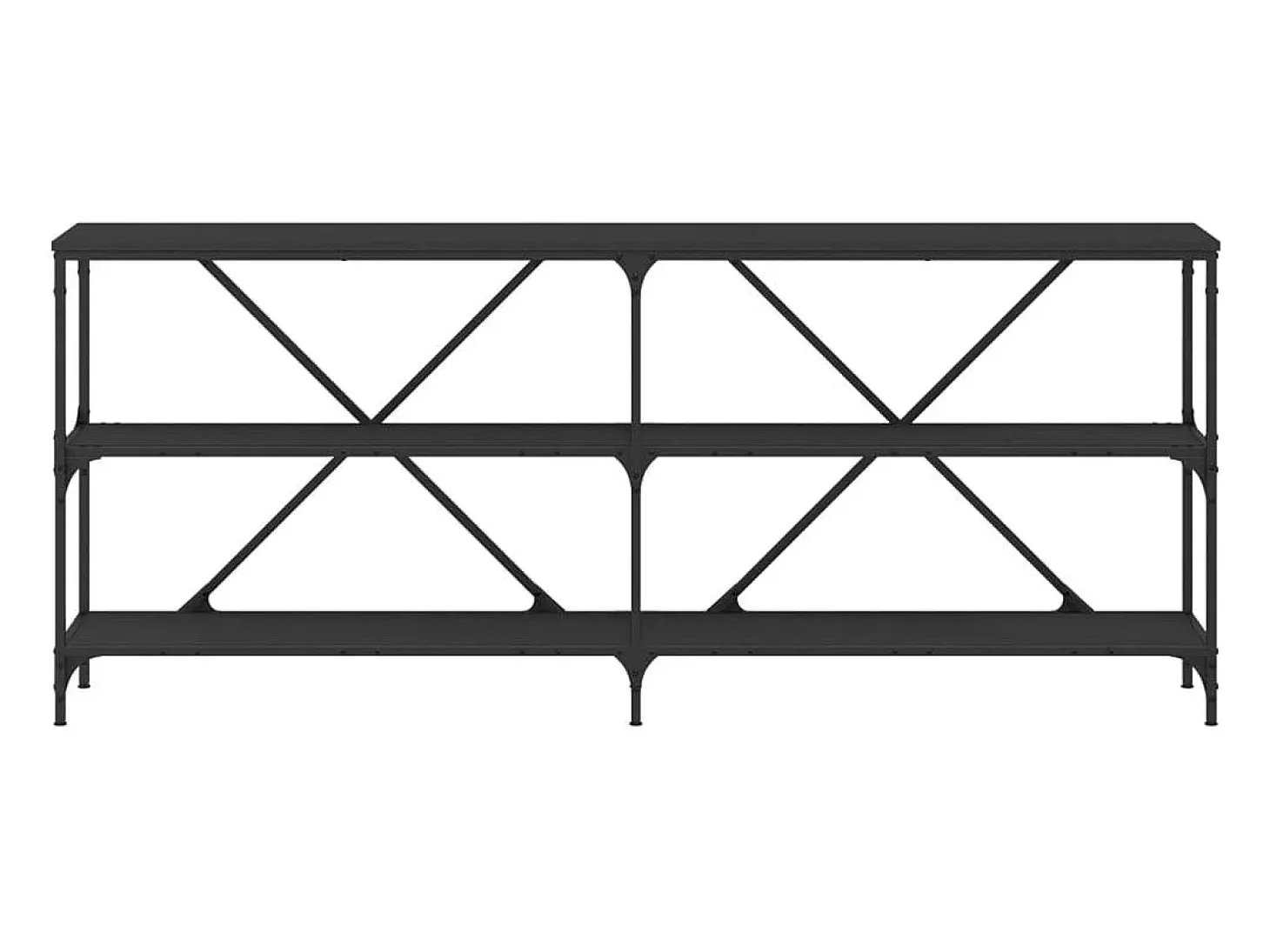 Mesa consola negra 180x30x75 cm madera contrachapada y hierro