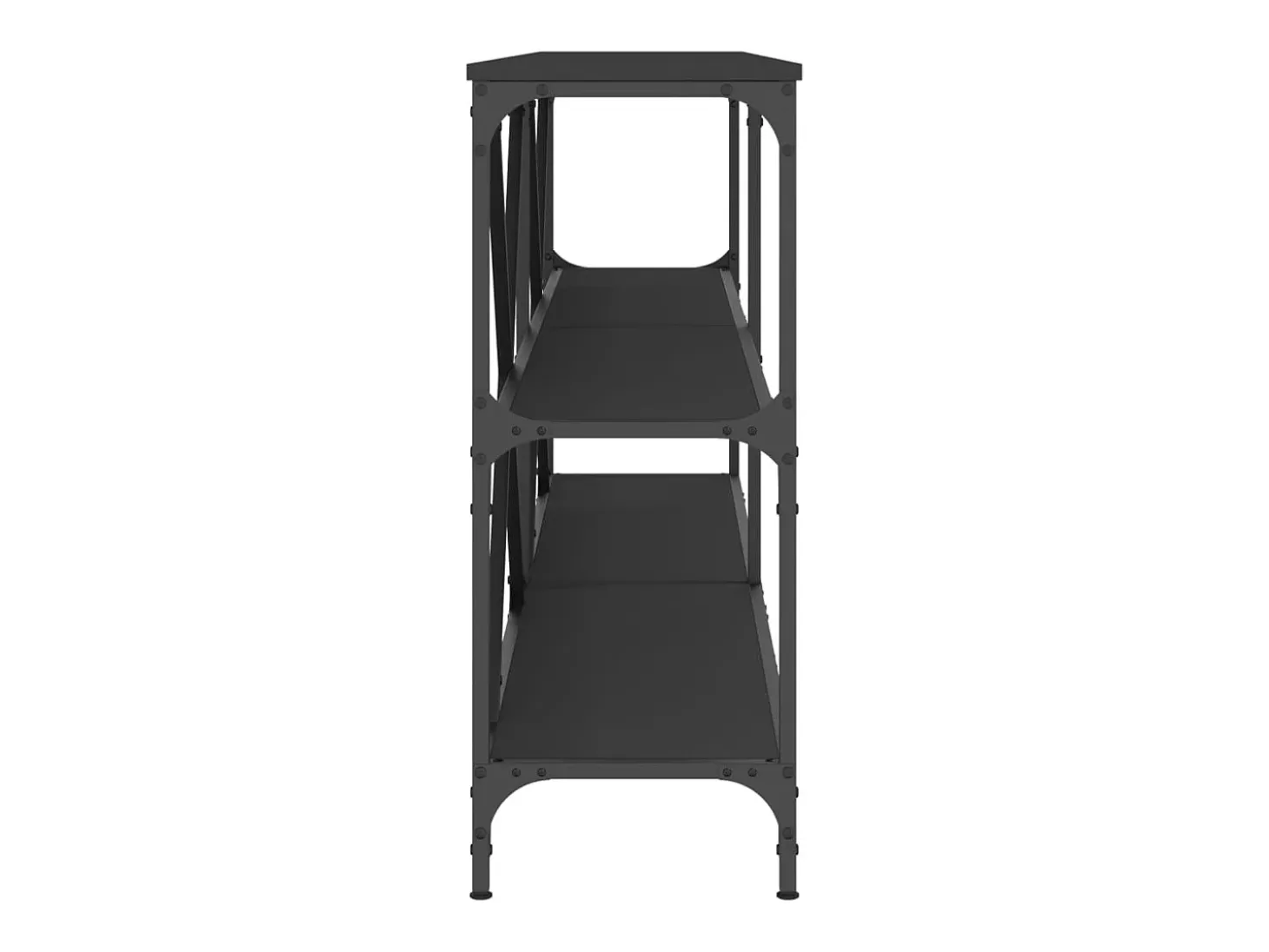 Mesa consola negra 180x30x75 cm madera contrachapada y hierro