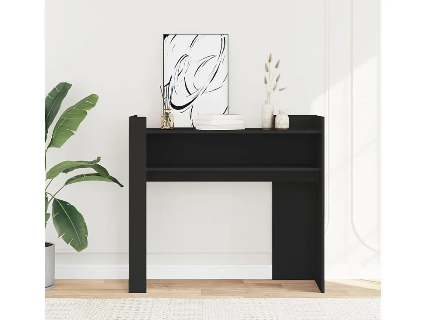 Mesa consola negra 100x35x90 cm madera de ingeniería