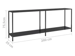 Mesa consola negra 200x35x75,5 cm Cristal templado