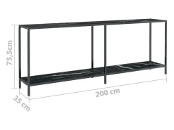 Mesa consola negra 200x35x75,5 cm Cristal templado