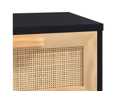 Mesa consola negra 80x30x75 cm Madera maciza de pino / ratán natural