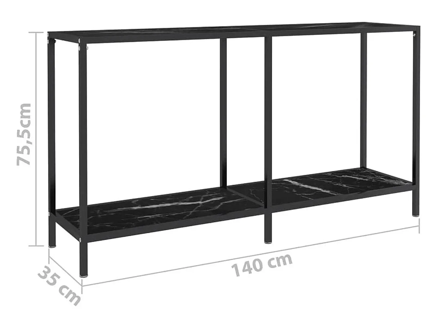 Mesa consola negra 140x35x75,5 cm Cristal templado