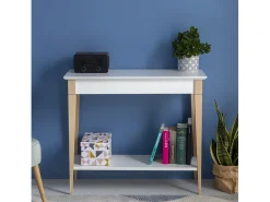 Mesa Consola Pequeña Con Estante 85 x 35 cm Mimo Marrón Beige