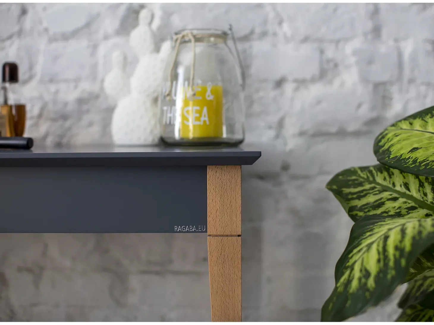 Mesa Consola Pequeña Con Estante 85 x 35 cm Mimo Verde Salvia