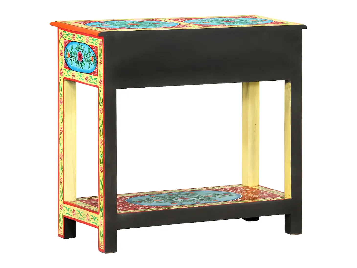 Mesa consola pintada a mano madera maciza de mango 80x35x75 cm ES560698