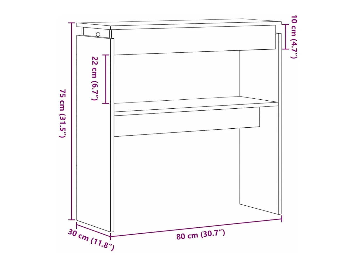 Mesa Consola Roble negro 80 x 30 x 80 cm Madera contrachapada
