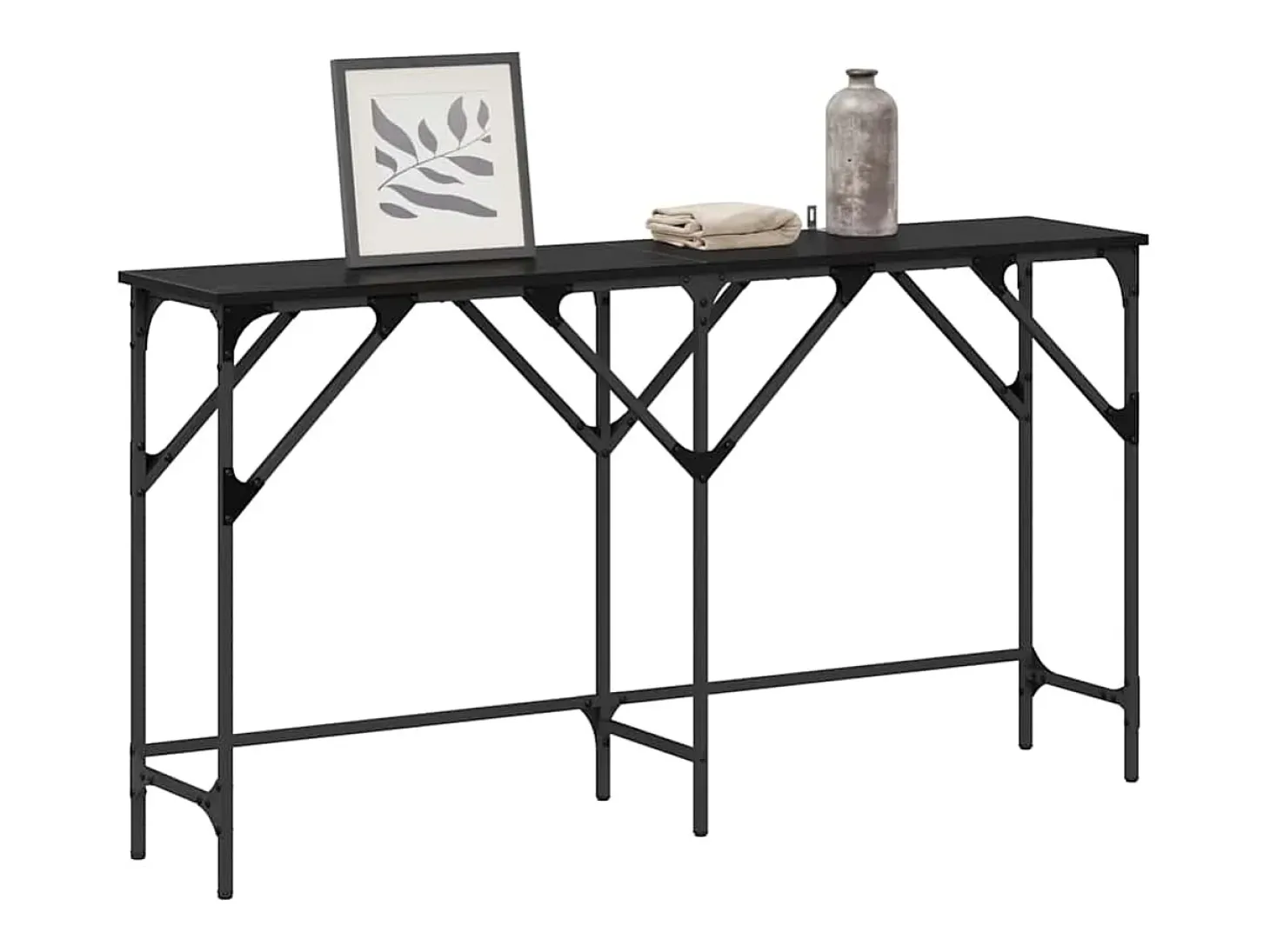 Mesa Consola Roble negro 140 x 29 x 75 cm Madera contrachapada