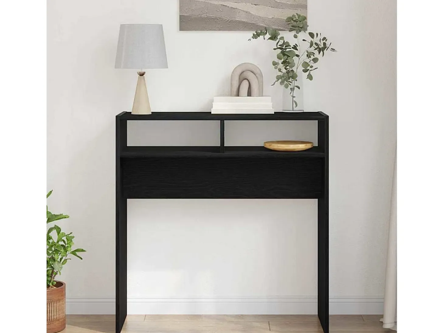 Mesa Consola Roble negro 78 x 30 x 80 cm Madera contrachapada