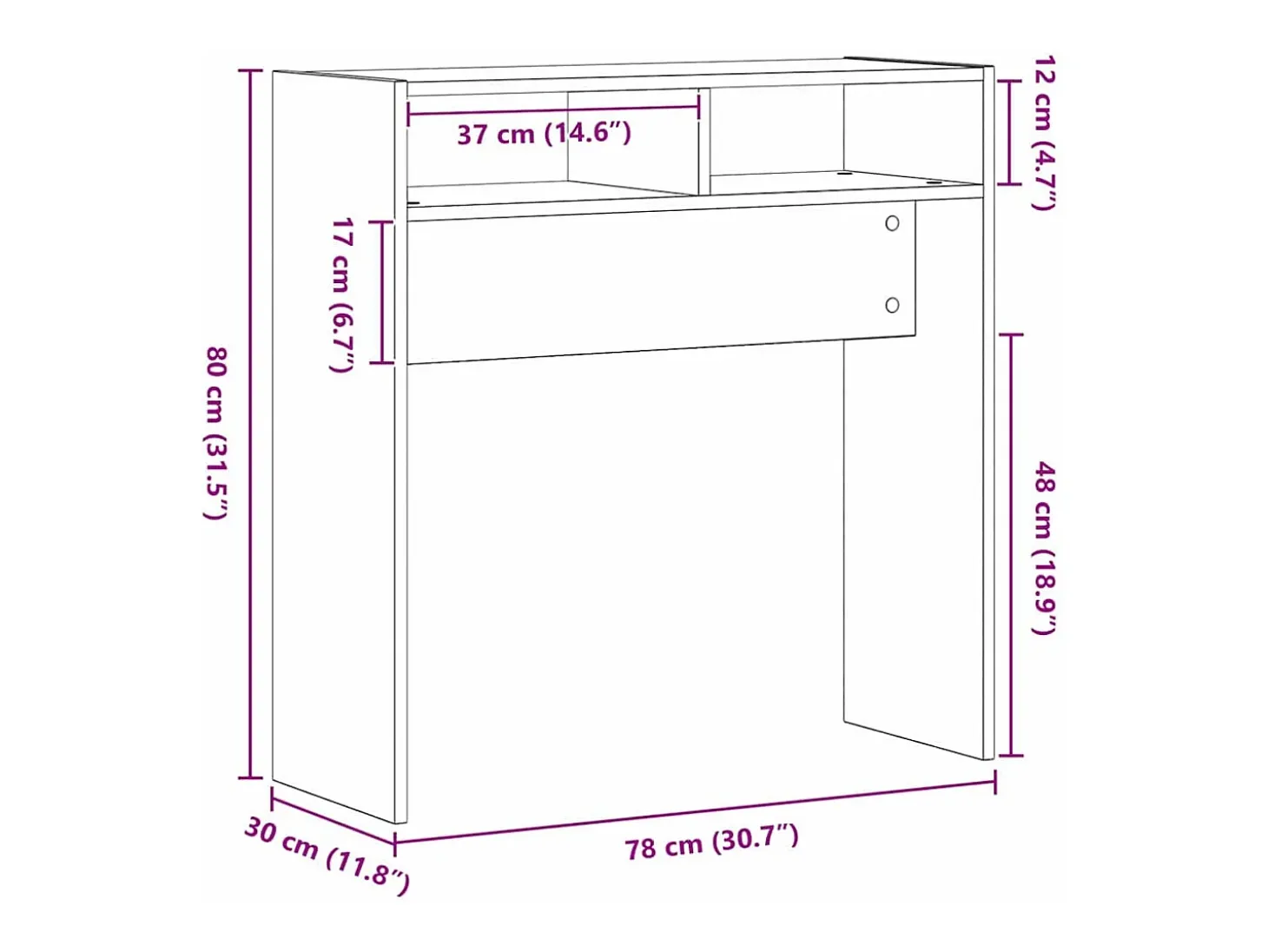 Mesa Consola Roble negro 78 x 30 x 80 cm Madera contrachapada