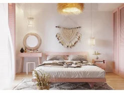 Mesa Consola Rosa 90x80x39 cm – Estilo Escandinavo – Ideal como Tocador o Escritorio