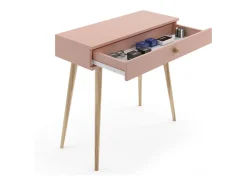 Mesa Consola Rosa 90x80x39 cm – Estilo Escandinavo – Ideal como Tocador o Escritorio
