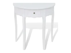 Mesa consola semicircular con cajón blanca ES616105
