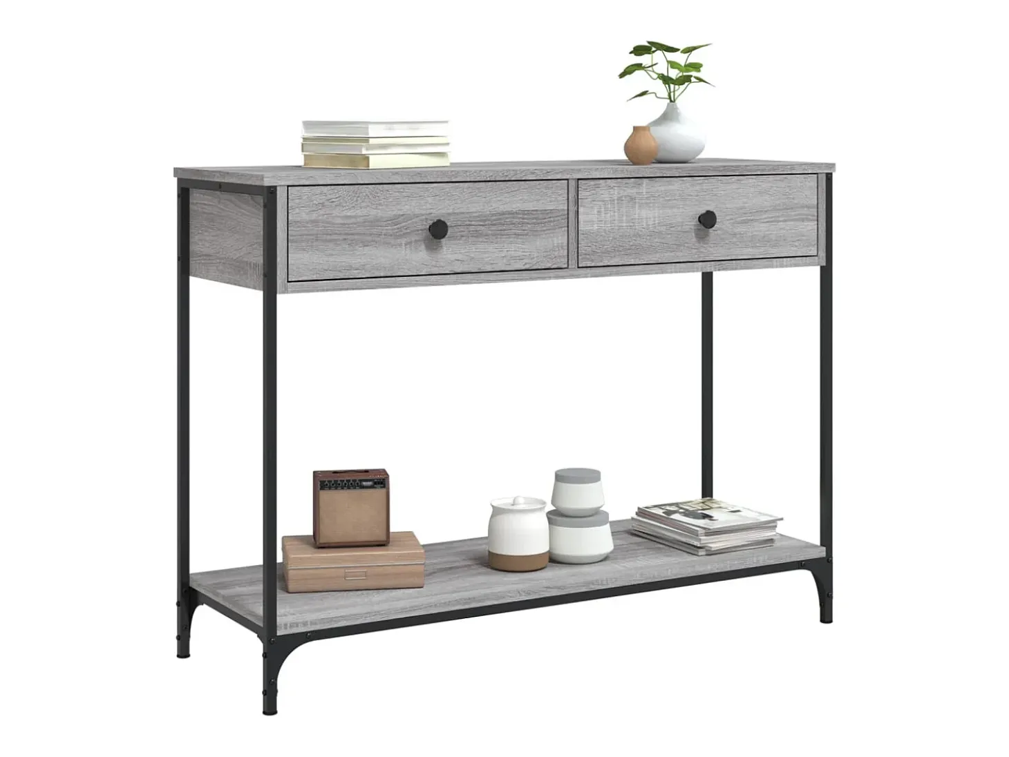 Mesa consola Sonoma gris 100x34,5x75 cm madera de ingeniería
