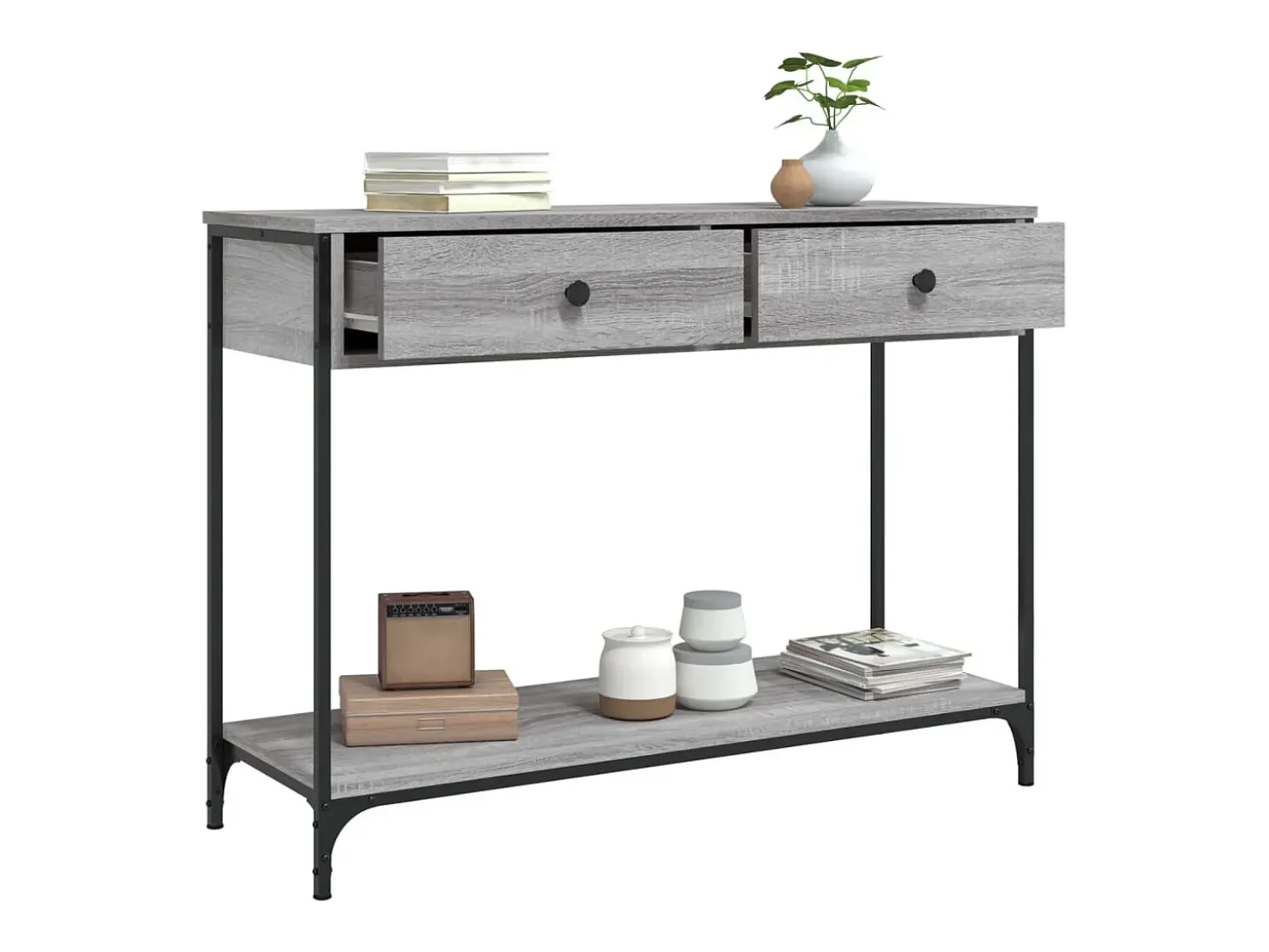 Mesa consola Sonoma gris 100x34,5x75 cm madera de ingeniería