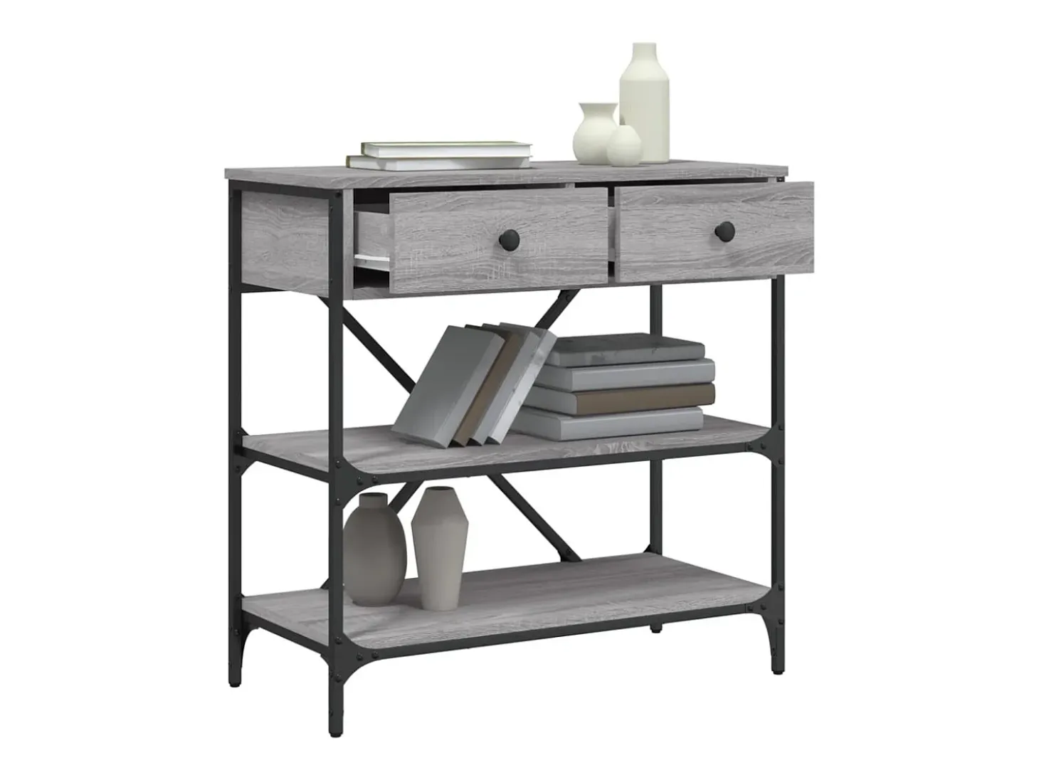 Mesa consola Sonoma gris 75x34,5x75 cm madera de ingeniería