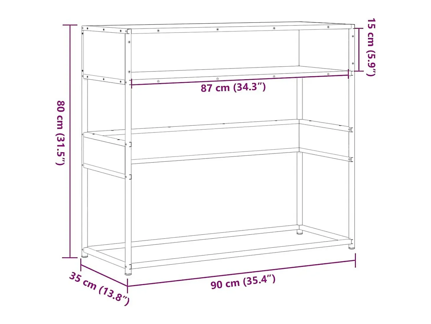 Mesa consola Sonoma gris 90x35x80 cm madera de ingeniería