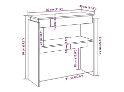 Mesa consola Sonoma gris 80x30x80 cm Madera de ingeniería