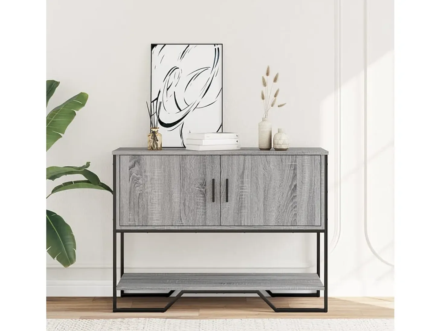 Mesa consola Sonoma gris 100x35x74,5 cm madera de ingeniería