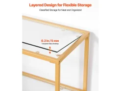 Mesa Consola SucceBuy de Vidrio de 3 Niveles, Mesita Auxiliar Rectangular Moderna con Bandejas de Vidrio Templado, Estructura de Hierro, Ideal para Entrada