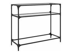 Mesa consola superficie vidrio transparente acero 98x35x81 cm ES920361