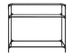 Mesa consola superficie vidrio transparente acero 98x35x81 cm ES920361