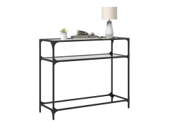 Mesa consola superficie vidrio transparente acero 98x35x81 cm ES920361