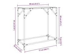 Mesa consola superficie vidrio transparente acero 80x35x81 cm