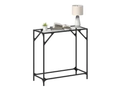 Mesa consola superficie vidrio transparente acero 80x35x81 cm