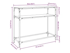 Mesa consola superficie vidrio transparente acero 98x35x81 cm