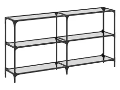 Mesa consola superficie vidrio transparente acero 158,5x30x81cm