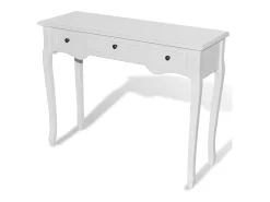 Mesa consola tocador con tres cajones blancos