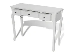 Mesa consola tocador con tres cajones blancos ES414962