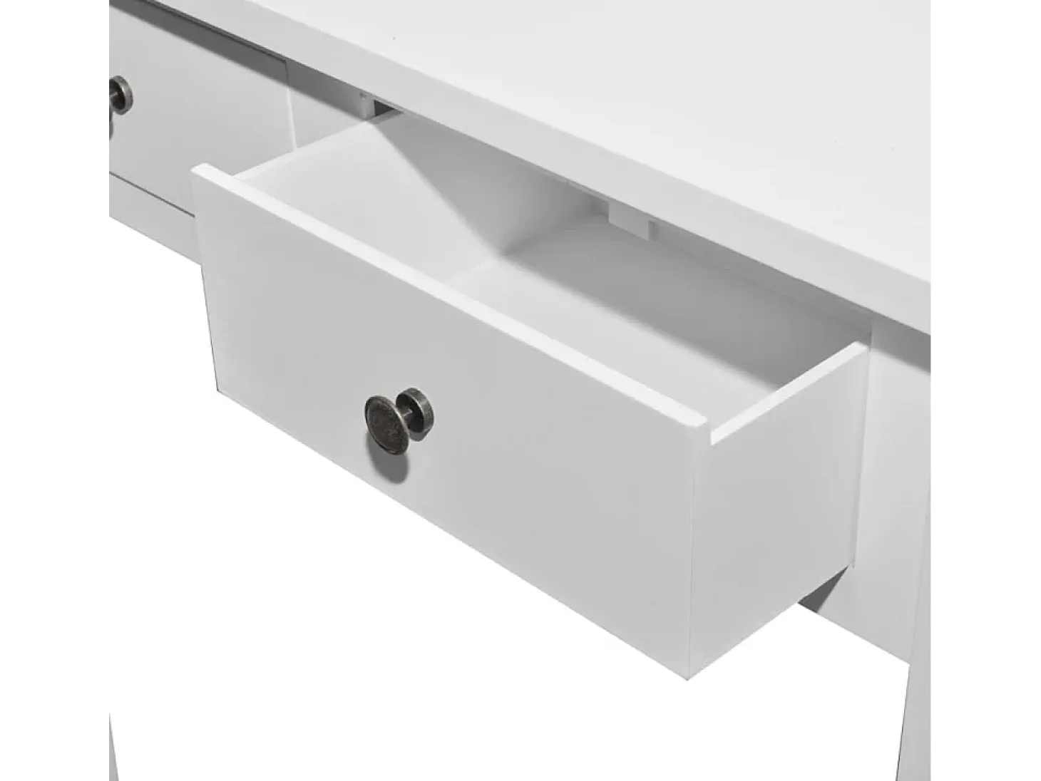 Mesa consola tocador con dos cajones blancos