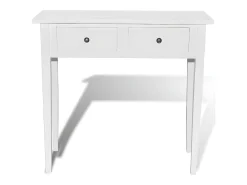 Mesa consola tocador con dos cajones blancos ES570802