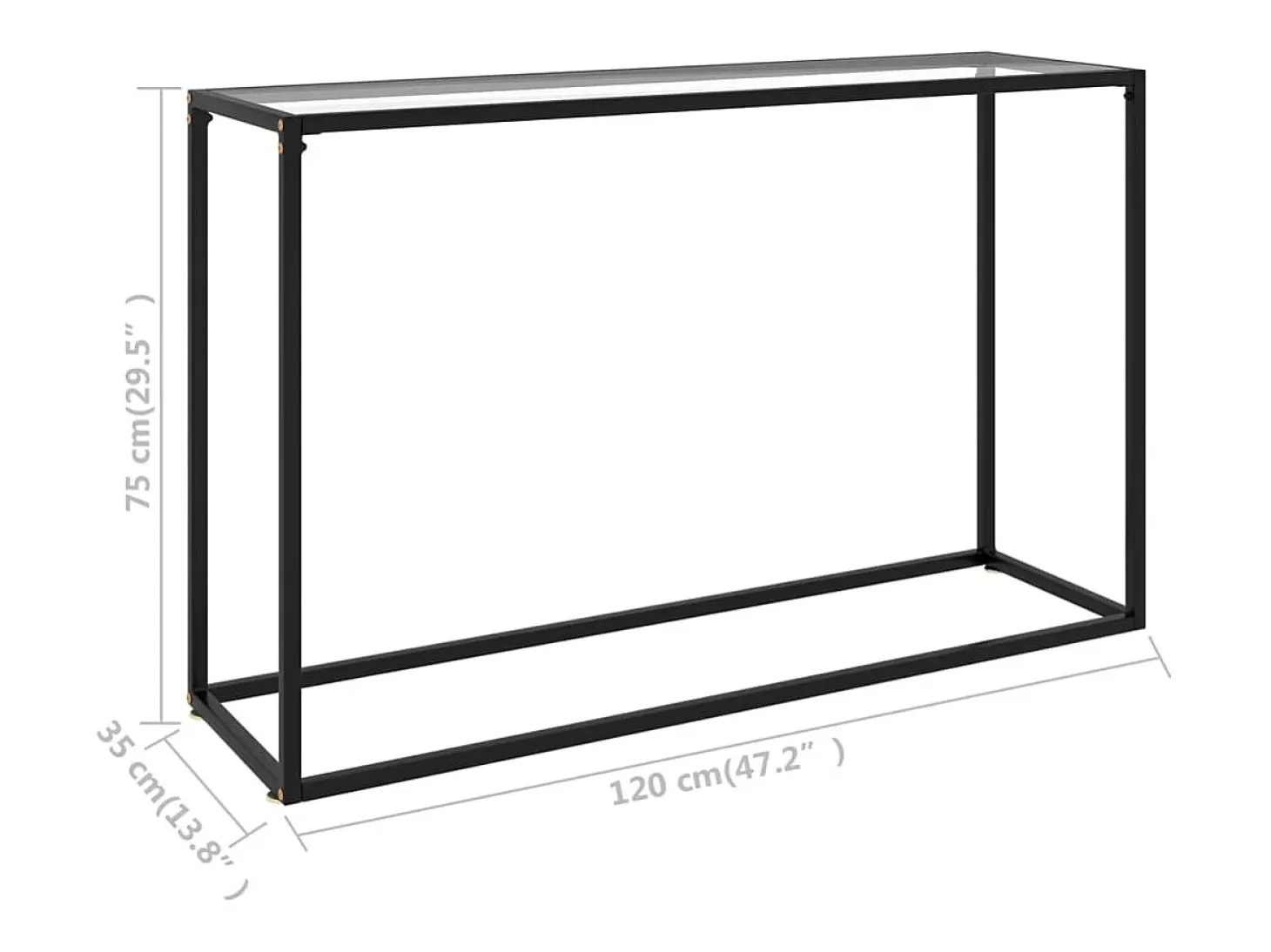 Mesa consola transparente 120x35x75 cm Cristal templado