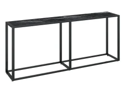 Mesa consola vidrio templado mármol negro 180x35x75,5 cm ES336618