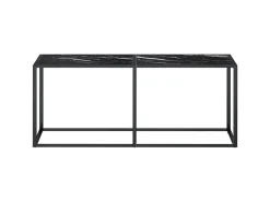 Mesa consola vidrio templado mármol negro 180x35x75,5 cm ES336618