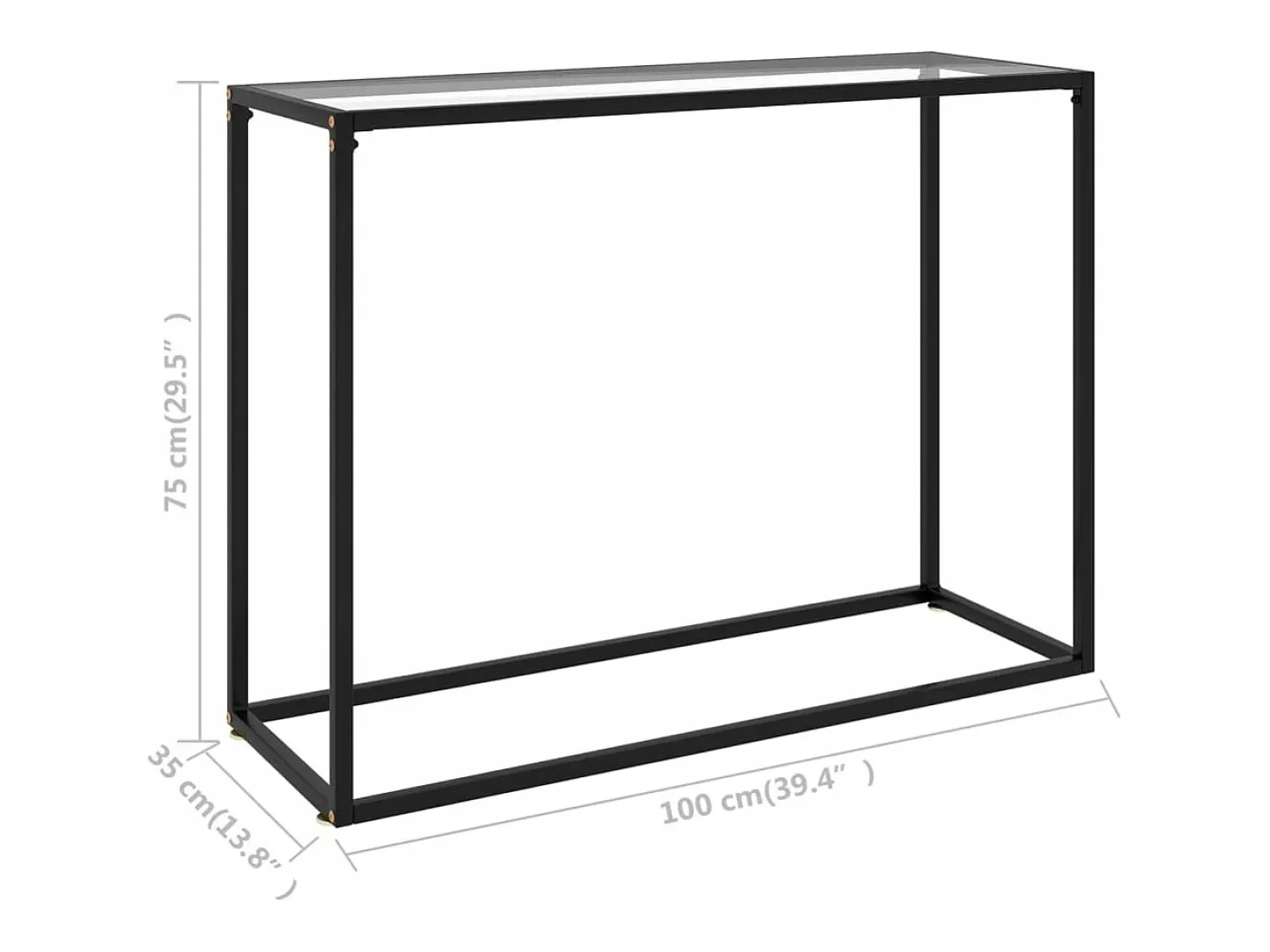 Mesa consola vidrio templado transparente 100x35x75 cm