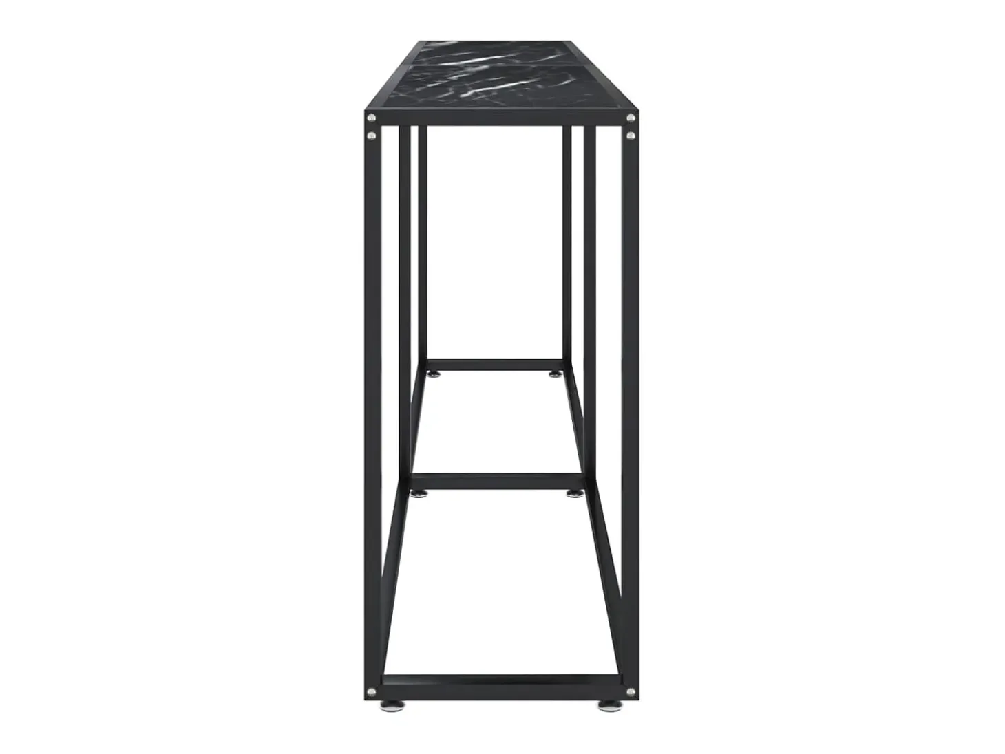 Mesa consola vidrio templado mármol negro 180x35x75,5 cm