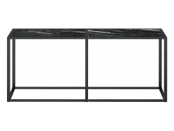 Mesa consola vidrio templado mármol negro 180x35x75,5 cm