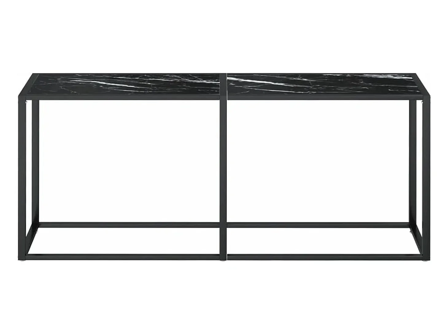 Mesa consola vidrio templado mármol negro 180x35x75,5 cm